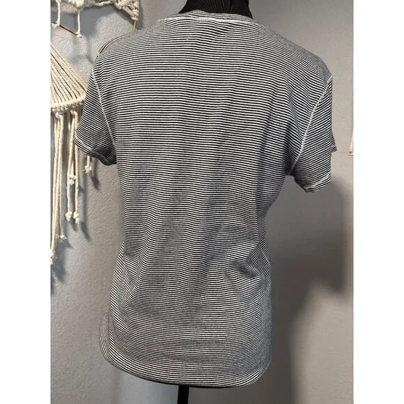 Ralph Lauren Womens XL Striped T-Shirt Black/White Cotton Short Sleeve Crew Neck - Picture 3 of 6